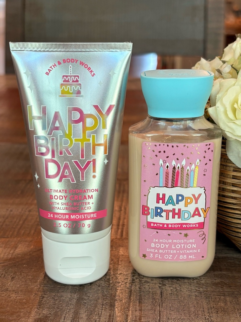NEW Bath & Body Works HAPPY BIRTHDAY Travel BODY CREAM & BODY LOTION Set!